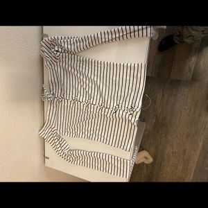 White and black stripped off the shoulder